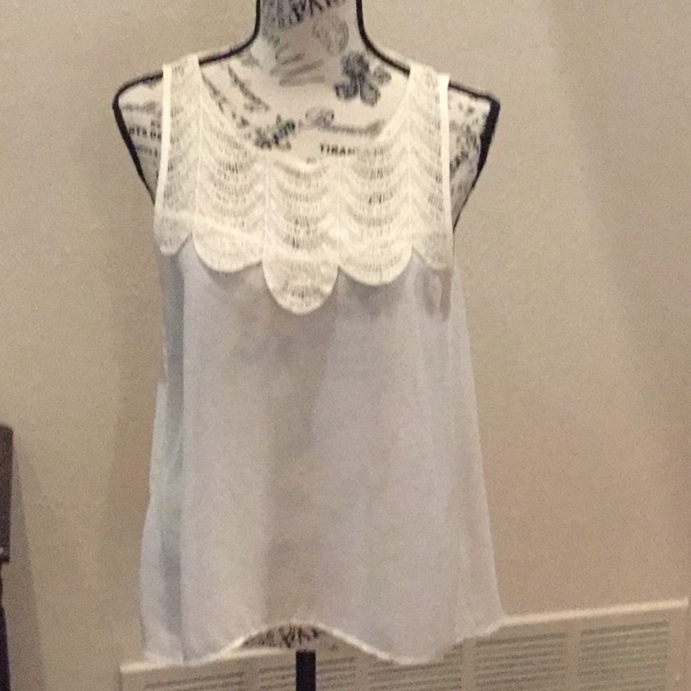 Lush size medium ivory blouse with lace triim
